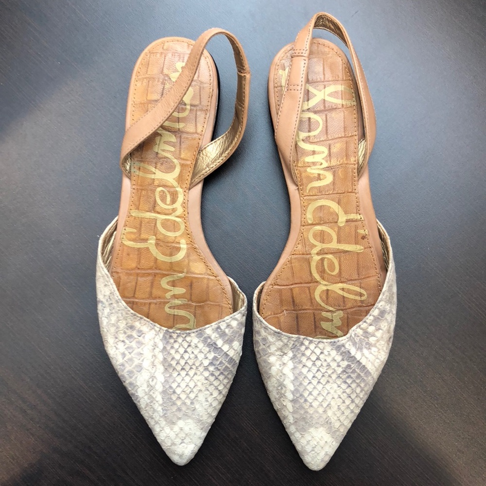 Sam Edelman flat snakeskin slingbacks